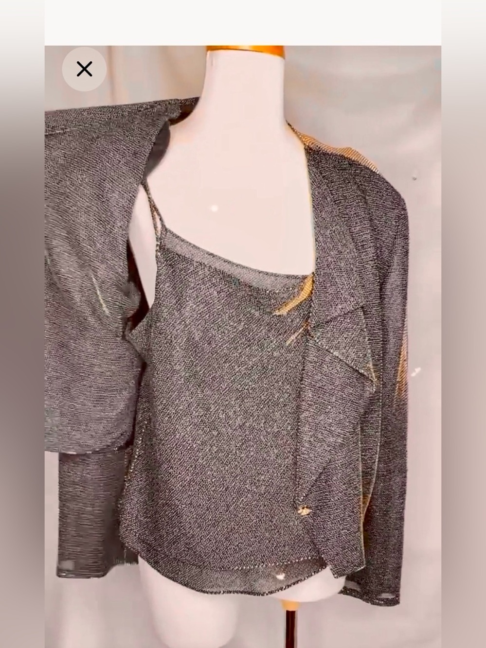 Joseph Ribkoff Metallic Cocktail Jacket and Cami Gold Iridescent Fabulous Set - Picture 4 of 15